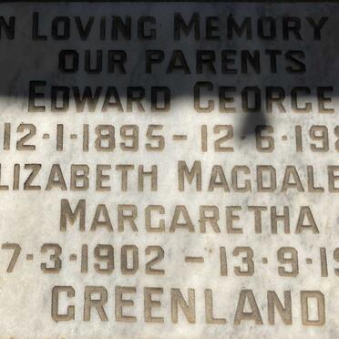 GREENLAND Elizabeth Magdalena Margaretha 1902-1981
