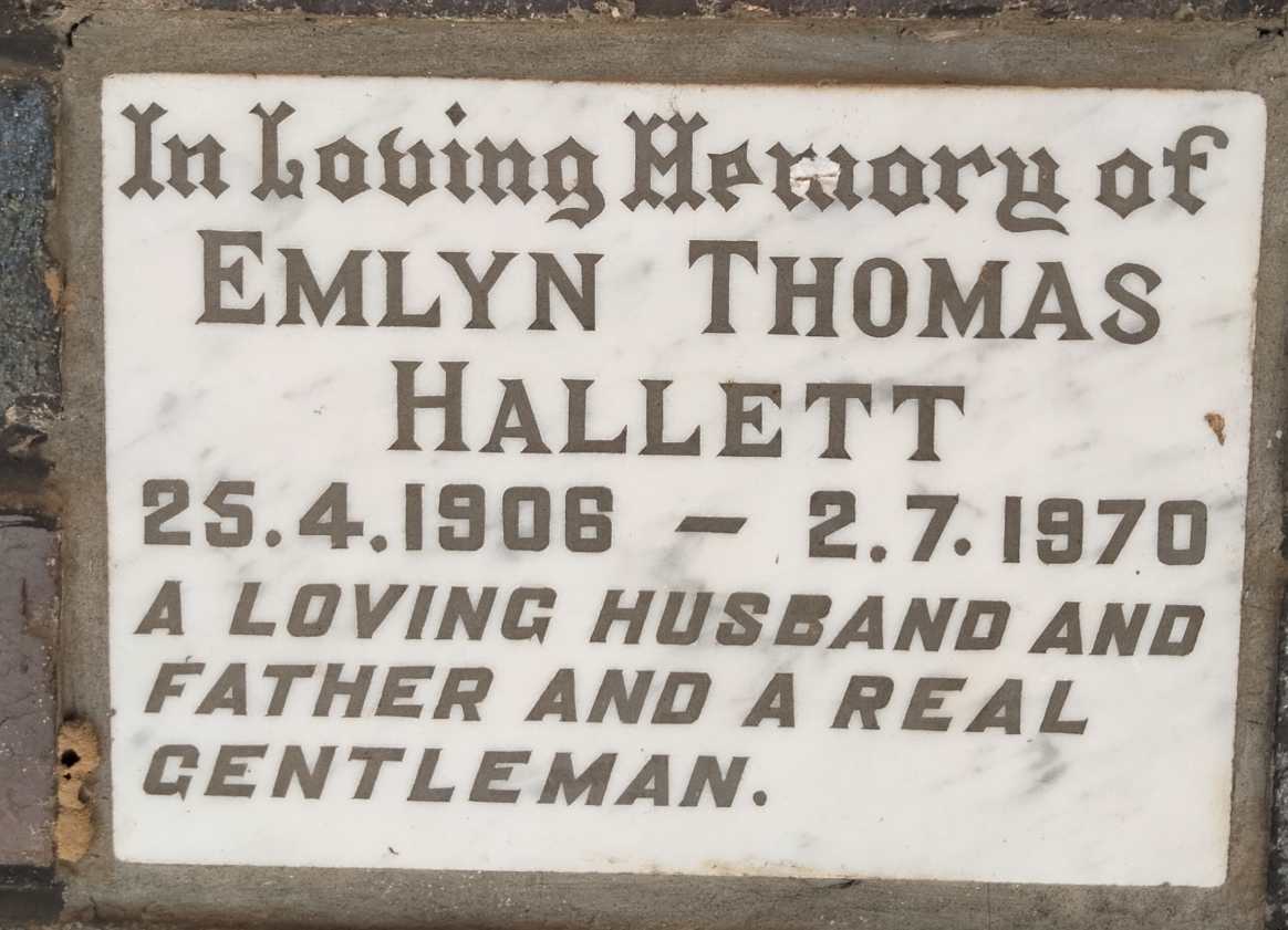 HALLETT Emlyn Thomas 1906-1970