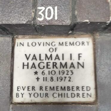 HAGERMAN Valamai I.F. 1925-1972