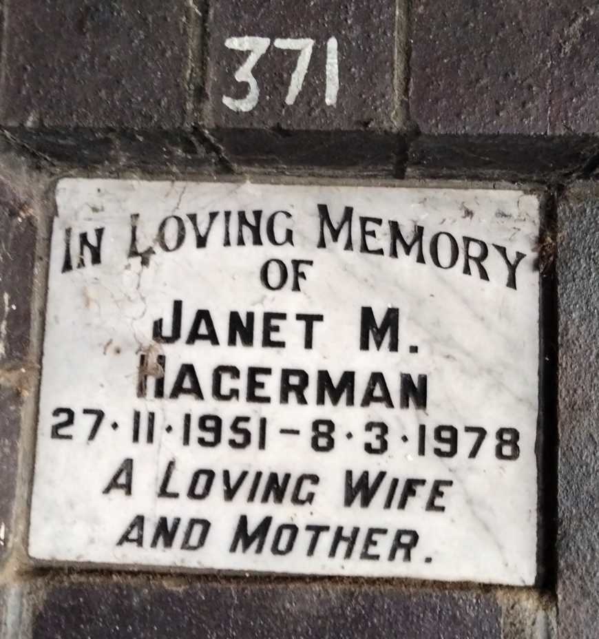 HAGERMAN Janet M. 1951-1978