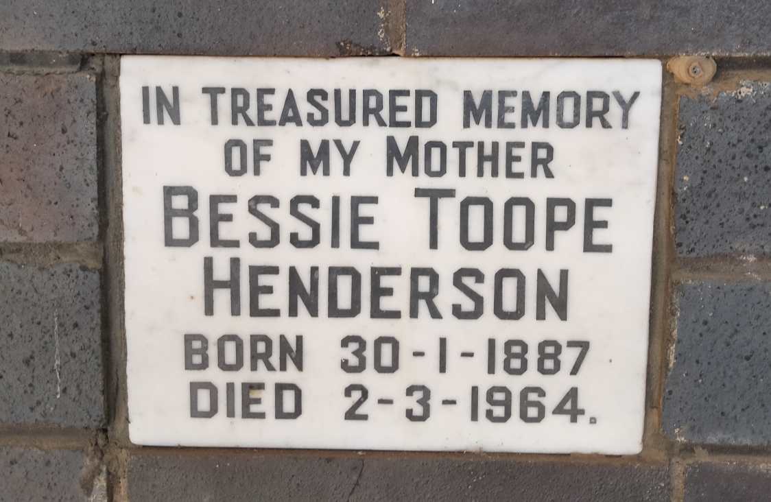HENDERSON Bessie Toope 1887-1964