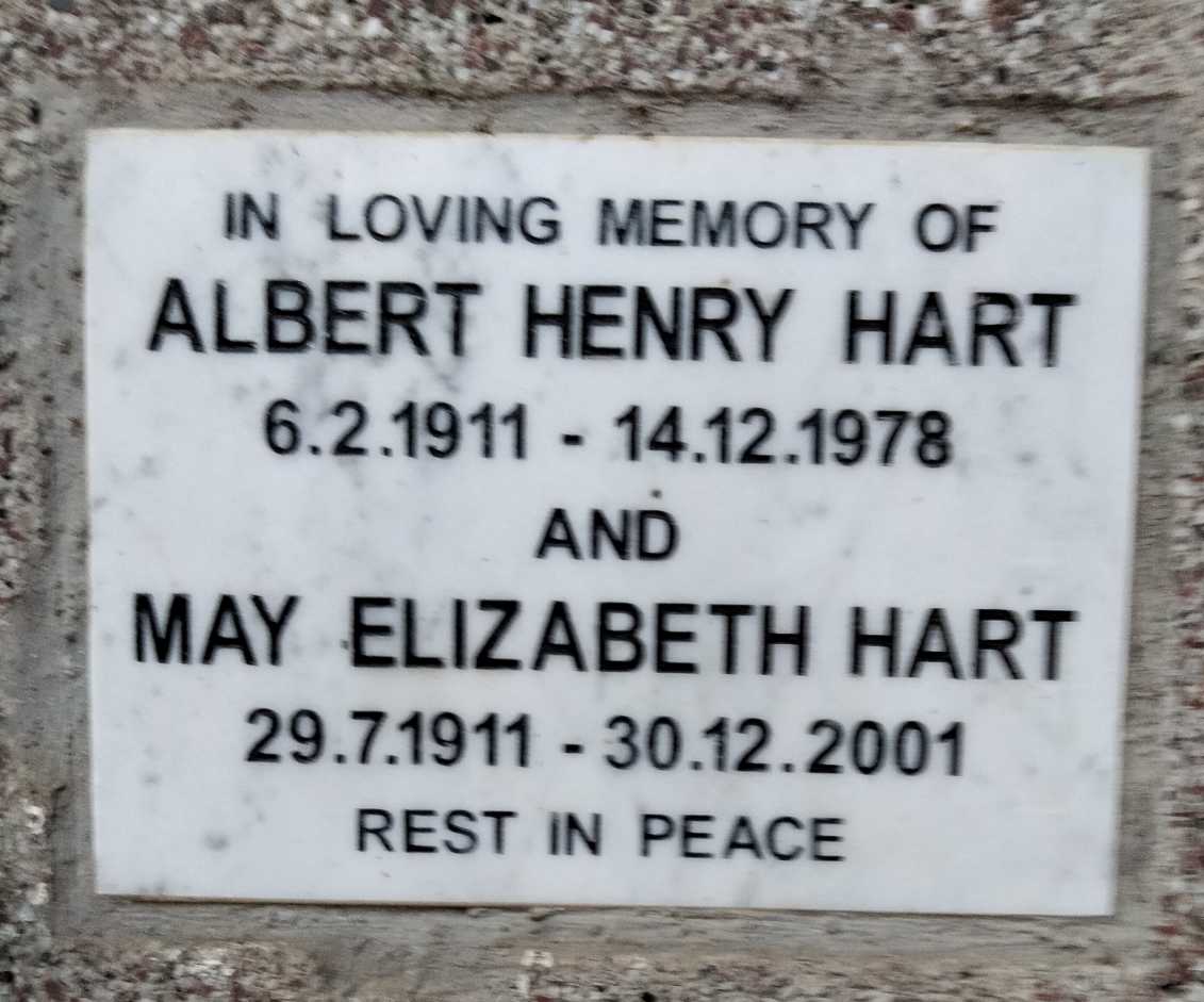 HART Albert Henry 1911-1978 & May Elizabeth 1911-2001
