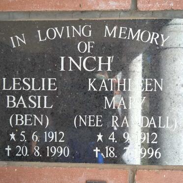 INCH Leslie Basil 1912-1990 & Kathleen Mary nee RANDALL 1912-1996