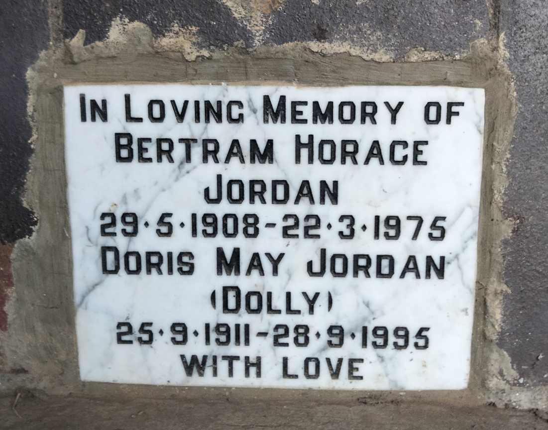 JORDAN Bertram Horace 1908-1975 & Doris May 1911-1995