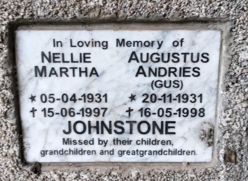 JOHNSTONE Augustus Andries 1931-1998 & Nellie Martha 1931-1997