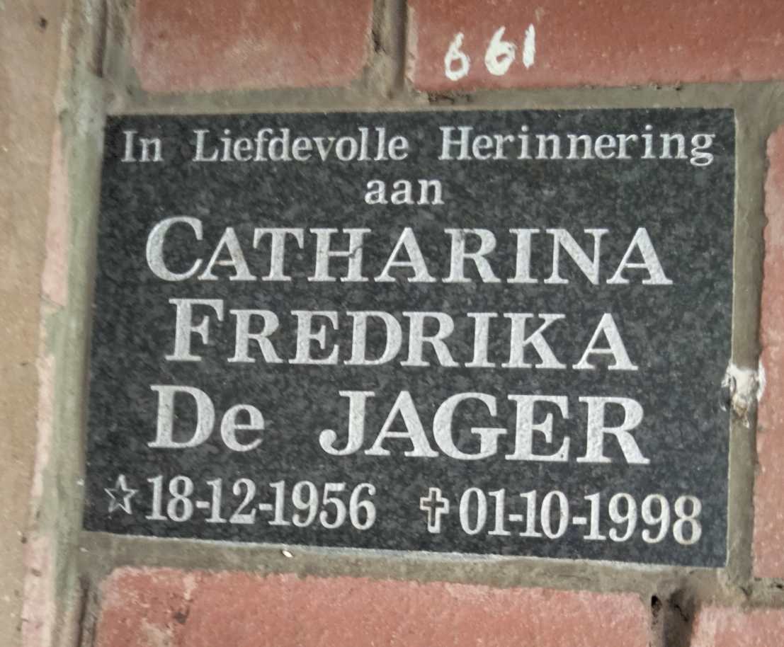 JAGER Catharina Fredrika, de 1956-1998 