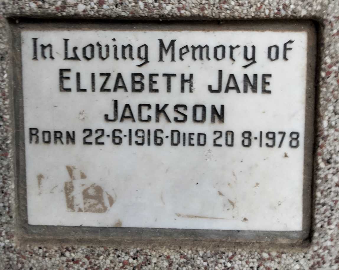 JACKSON Elizabeth Jane 1916-1978