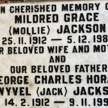 JACKSON George Charles Horace Wyvel 1912-1990 & Mildred Grace 1912-1990