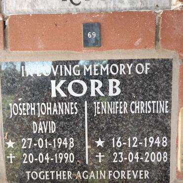 KORB Joseph Johannes David 1948-1990 & Jennifer Christine1948-2008