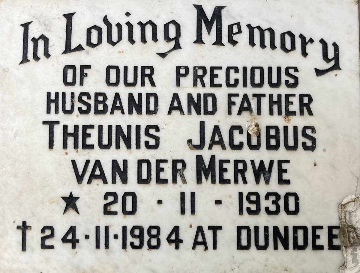 MERWE Theunis Jacobus, VAN DER 1930-1984