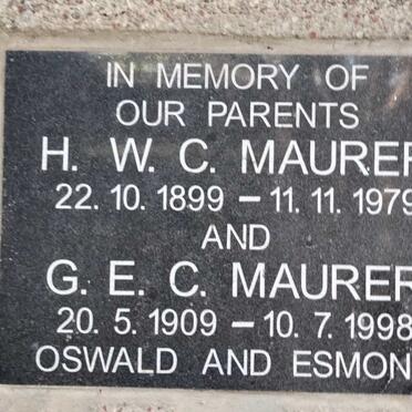 MAURER H.W.C.L 1899-1979 & MAURER G.E.C. 1909-1998