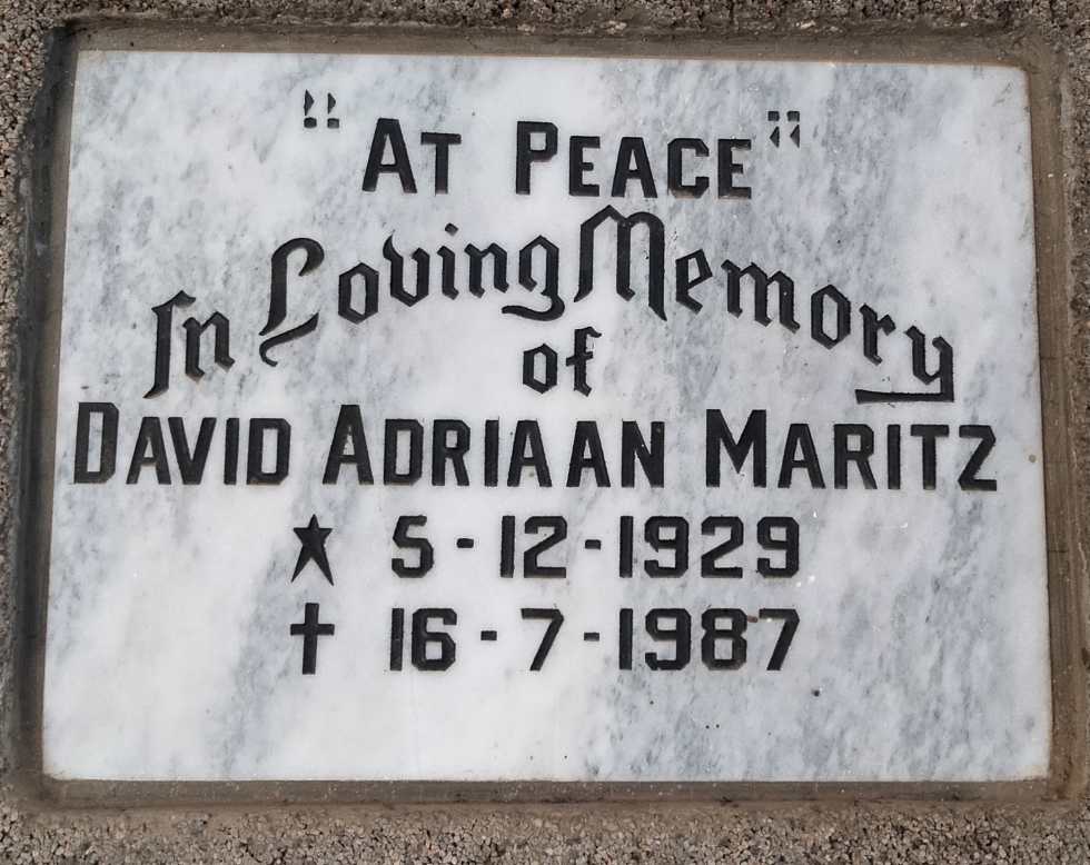 MARITZ David Adriaan 1929-1987