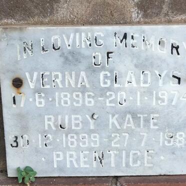 PRENTICE Verna Gladys 1896-1974 :: Ruby Kate 1899-1982