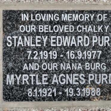 PURDY Stanley Edward 1919-1977 & Myrtle Agnes 1921-1988