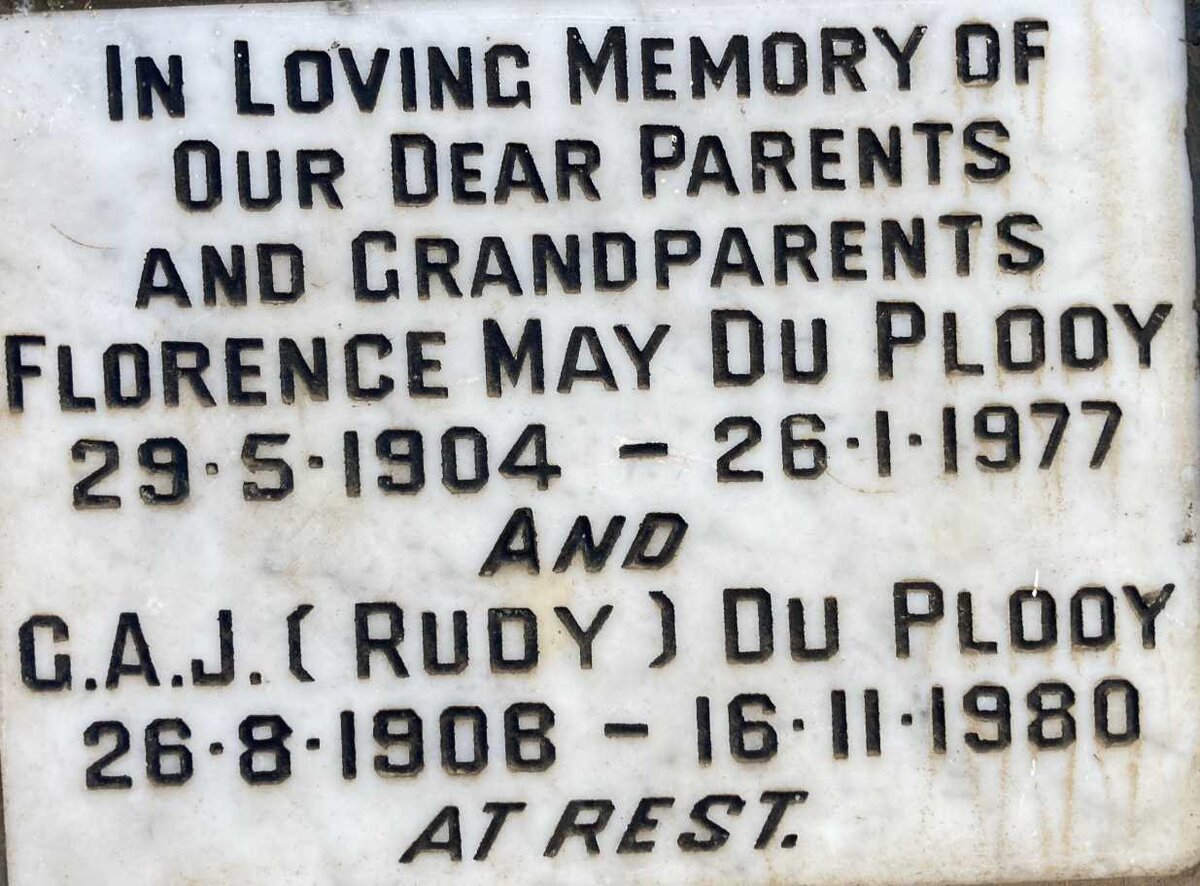 PLOOY G.A.J., DU 1908-1980 & Florence May 1904-1977