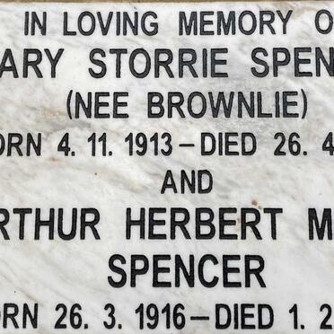 SPENCER Arthur Herbert Millin 1916-2000 & Mary Storrie nee BROWNLIE 1913-1985