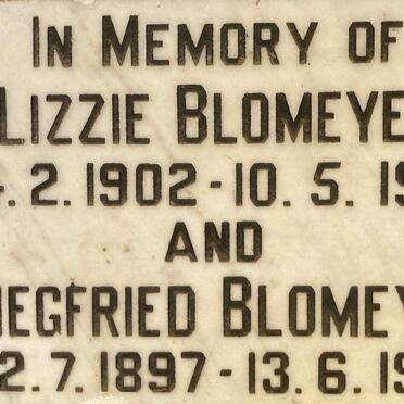 BLOMEYER Siegfried 1897-1980 & Lizzie 1902-1963