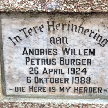 BURGER Andries Willem Petrus 1924-1988