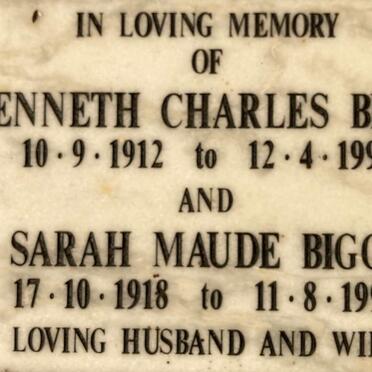 BIGGS Kenneth Charles 1912-1991 & Sarah Maude 1918-1995