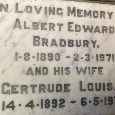 BRADBURY Albert Edward 1890-1971 & Gertrude Louisa 1892-1971