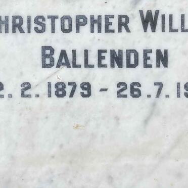 BALLENDEN Christopher William 1879-1955