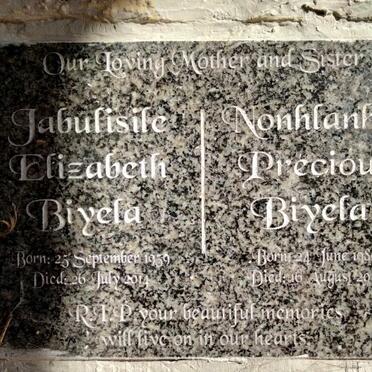 BIYELA  Jabulisile Elizabeth 1959-2014 :: BIYELA Nonhlanhla Precious 1989-2017