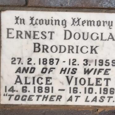 BRODRICK Ernest Douglas 1887-1959 & Alice Violet 1891-1966