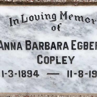 COPLEY Anna Barbara Egberta 1894-1983