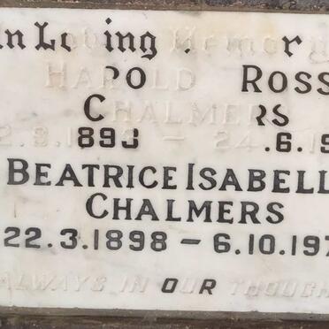 CHALMERS Harold Ross 1893-1968 & Beatrice Isabella 1898-1978