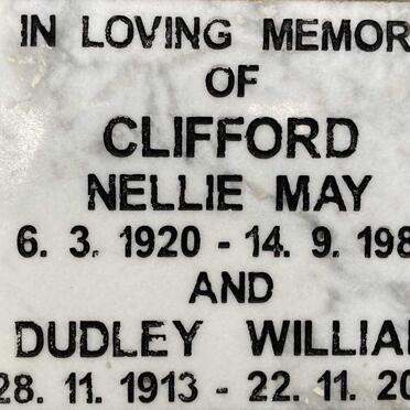CLIFFORD Dudley William 1913-2000 & Nellie May 1920-1985