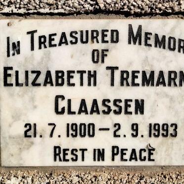 CLAASSEN Elizabeth Tremarne 1900-1993