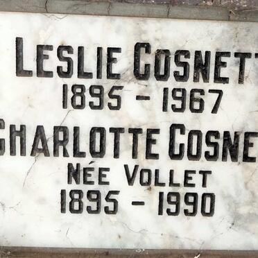 COSNETT Leslie 1895-1967 & Charlotte VOLLET 1895-1990