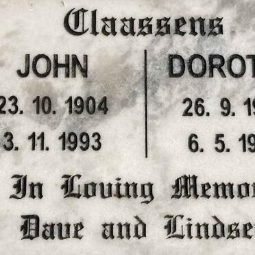 CLAASSENS John 1904-1993 & Dorothy 1914-1999