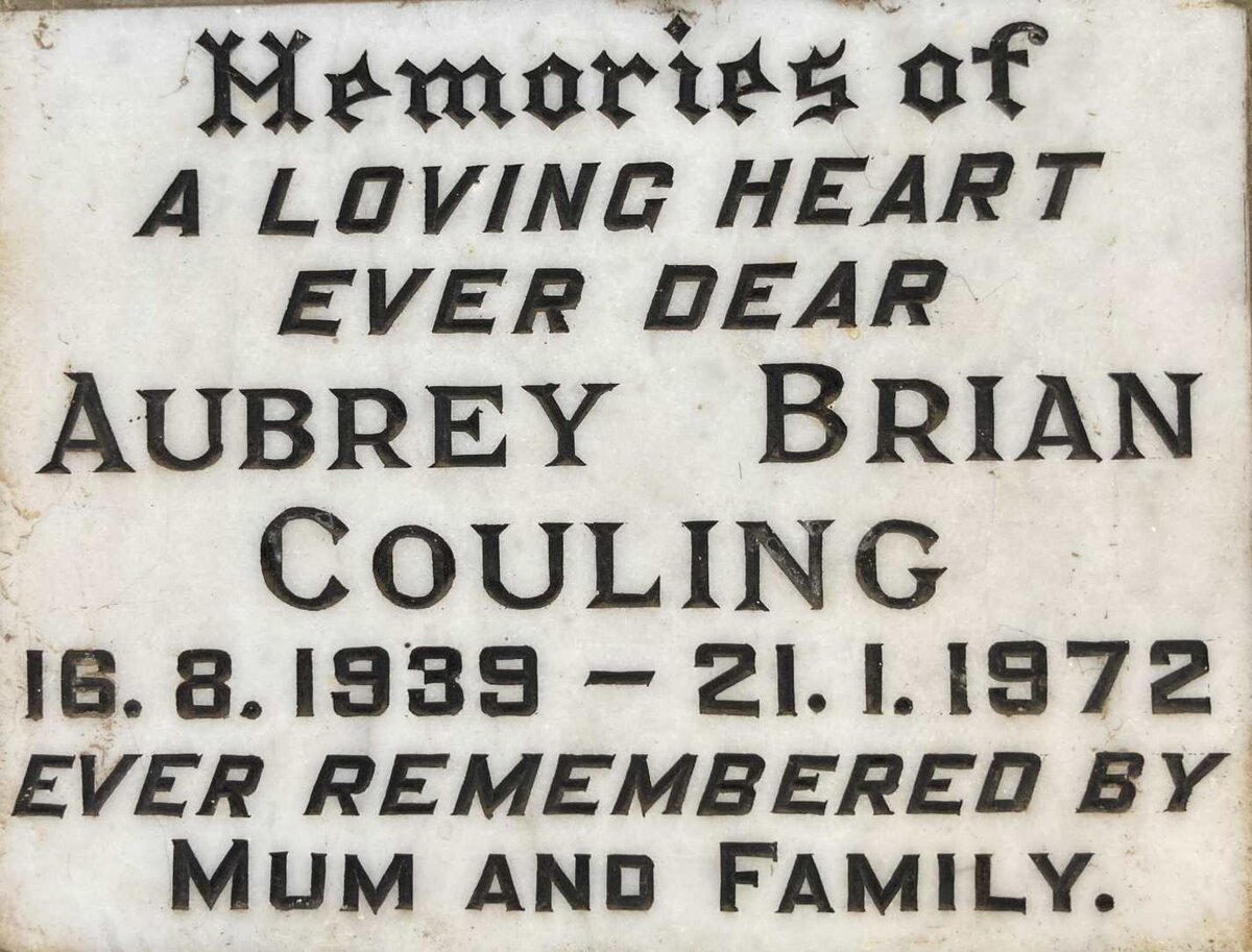 COULING Aubrey Brian 1939-1972