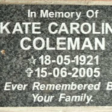 COLEMAN Kate Caroline 1921-2005