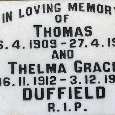 DUFFIELD Thomas 1909-1975 & Thelma Grace 1912-1992