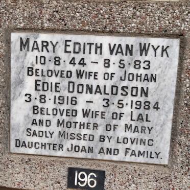 DONALDSON Edie 1916-1984 :: WYK Mary Edith, van 1944-1983