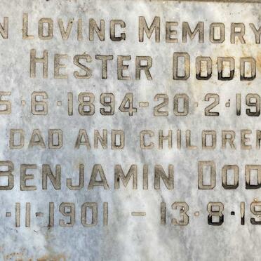 DODD Benjamin 1901-1981 & Hester 1894-1975