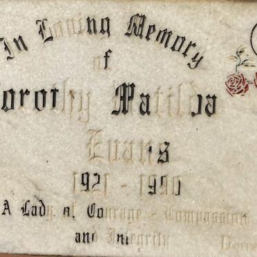 EVANS Dorothy Matilda 1921-1990