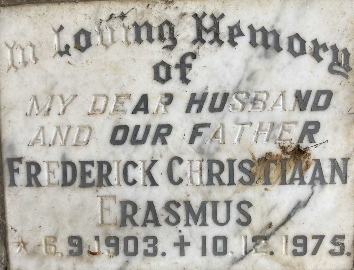 ERASMUS Frederick Christiaan 1903-1975