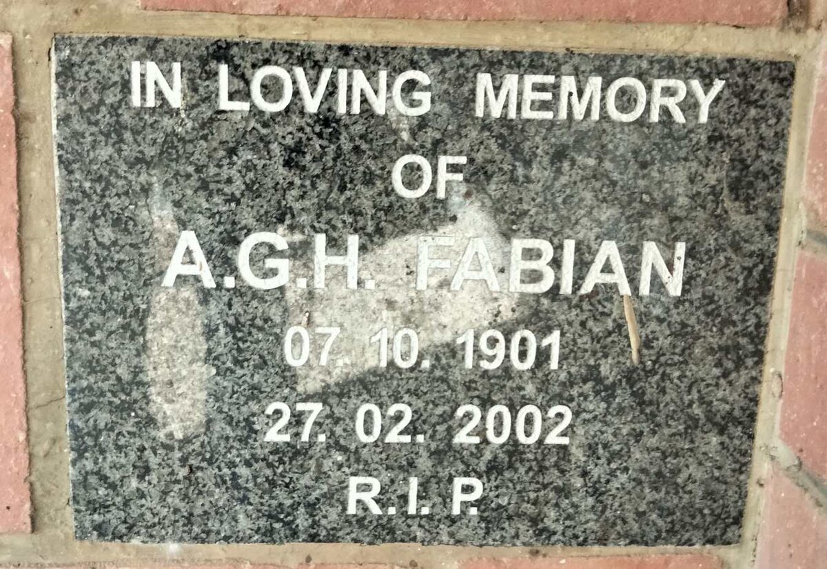 FABIAN A.G.H. 1901-2002