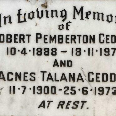 GEDDES Robert Pemberton 1888-1971 & Agnes Talana 1900-1973