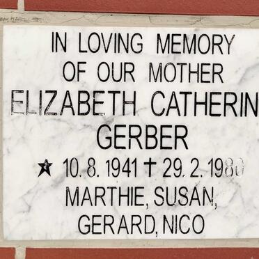 GERBER Elizabeth Catherine 1941-1980