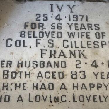 GILLESPIE Frank S. -1973 & Ivy -1971