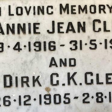 GLEN Dirk G.K. 1905-1976 & Annie Jean 1916-1975