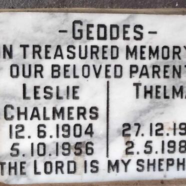 GEDDES Leslie Chalmers 1904-1956 & Thelma 191?-198?