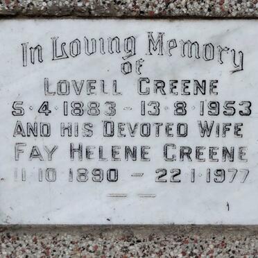 GREENE Lovell 1883-1953 & Fay Helene 1890-1977