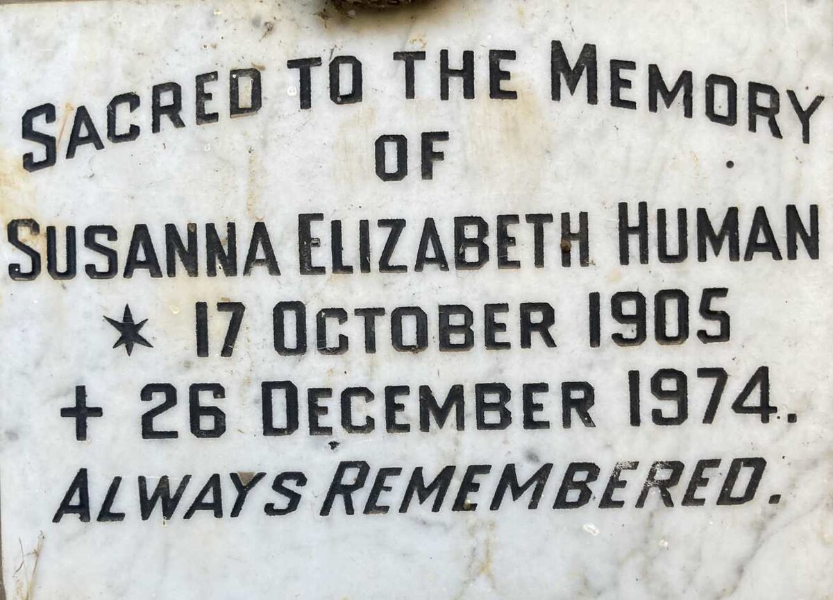 HUMAN Susanna Elizabeth 1905-1974
