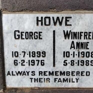 HOWE George 1899-1976 & Winifred Annie 1908-1989