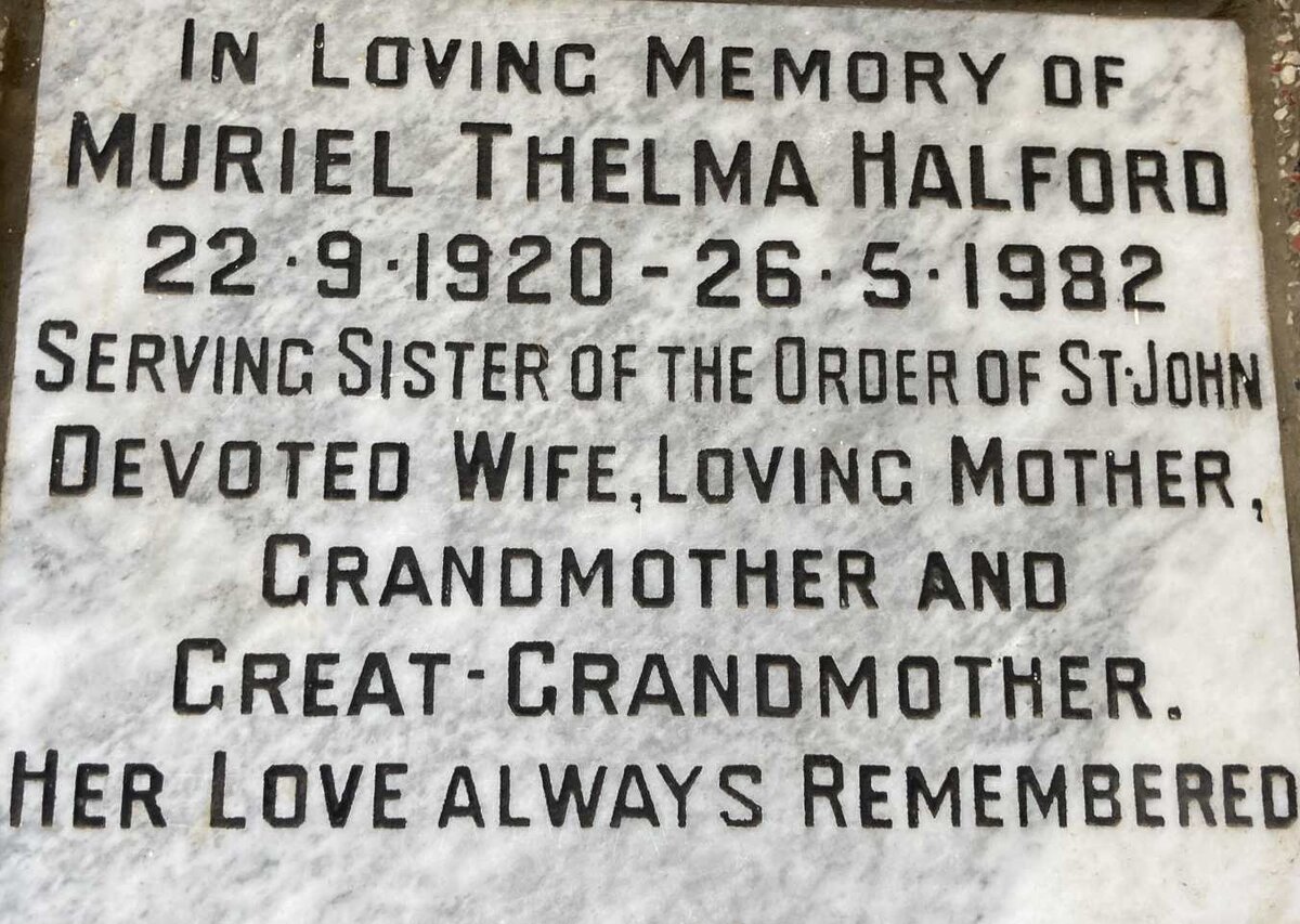 HALFORD Muriel Thelma 1920-1982